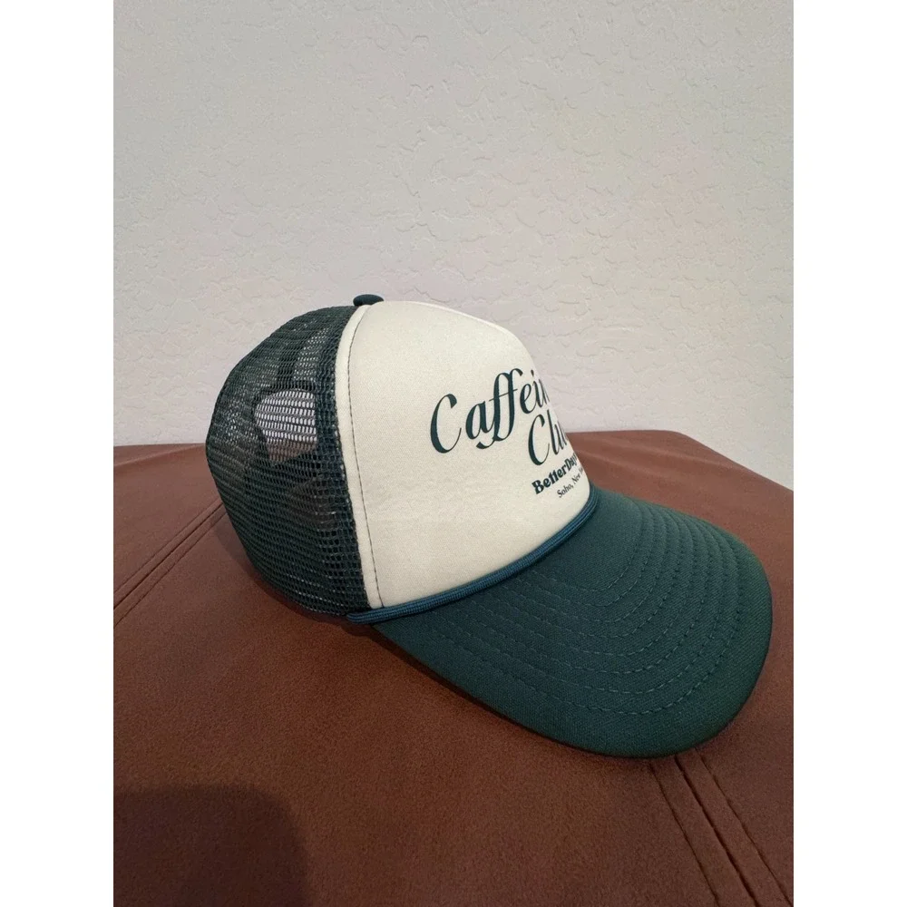 Caffeinated Club Trucker Hat BetterDays Co Mesh Snapback Cap Soho New York Green